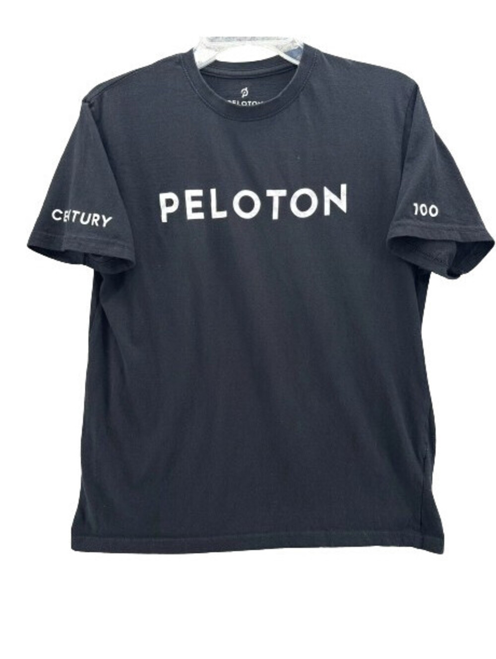 Men's Small Peloton Shirt Black Short Sleeves Top Cotton Tagless 100 Century